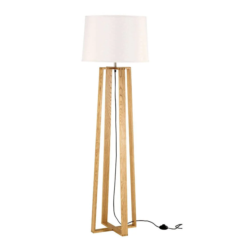 Candeeiro de pé Alma em madeira natural 167cm branco