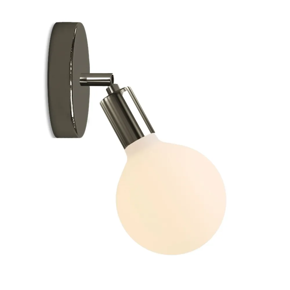 Candeeiro Fermaluce Snodo em metal com lâmpada Globo Porcelana - Preto pérola