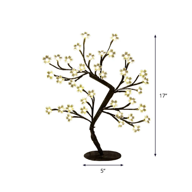Candeeiro de Mesa ArtDeco com Abajur de Plástico e Flor de Cerejeira