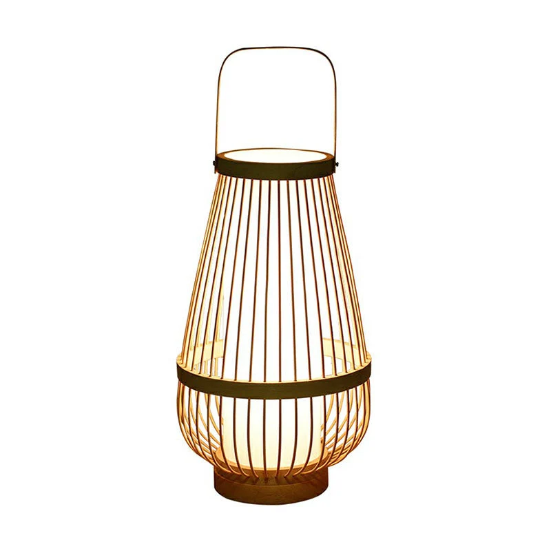 Candeeiro de Mesa em Bambu em Forma de Minhoca - Luz Minimalista para Mesa de Cabeceira em Madeira