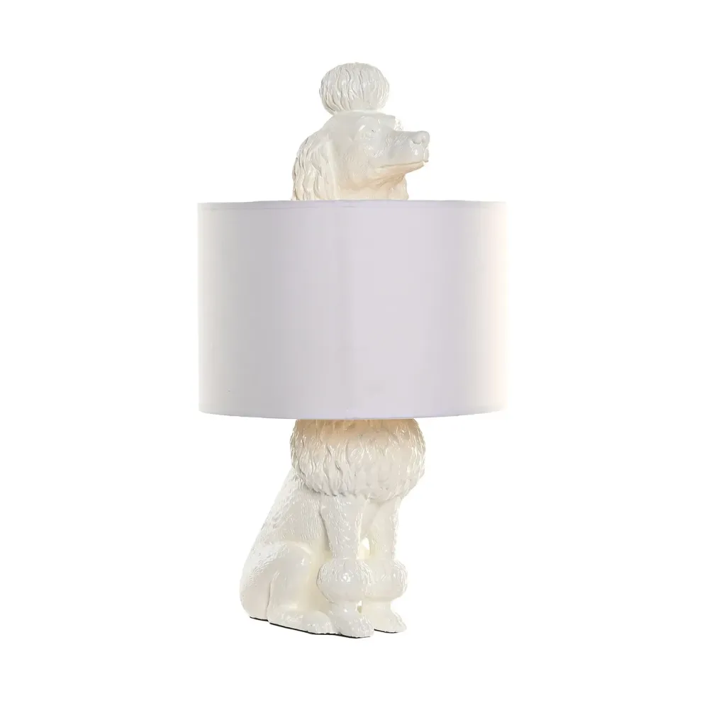 Candeeiro de mesa com caniche branco