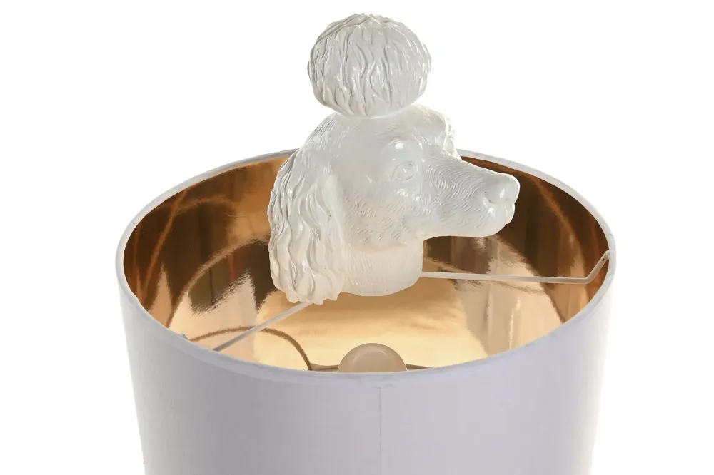 Candeeiro de mesa com caniche branco