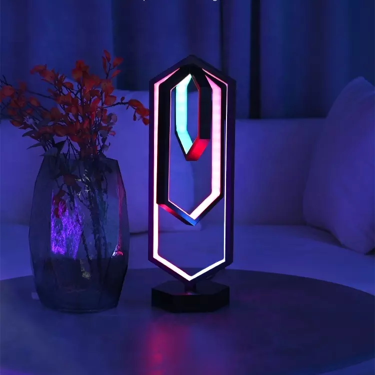 Candeeiro de mesa geométrico com iluminação LED inteligente