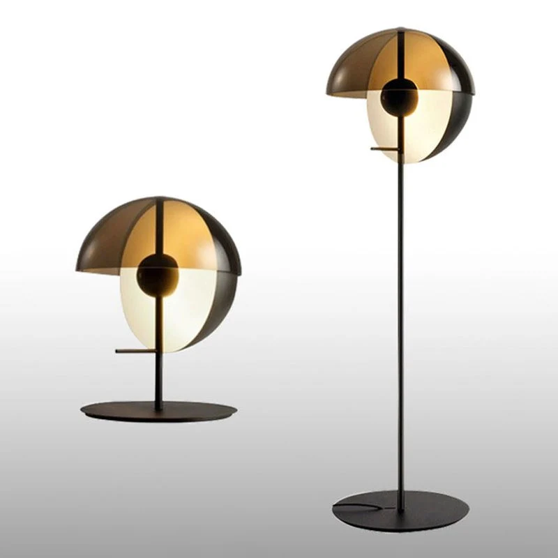 Candeeiro de Mesa Globe Nachtkastlamp - Moderno Preto com Cúpula de Vidro Âmbar