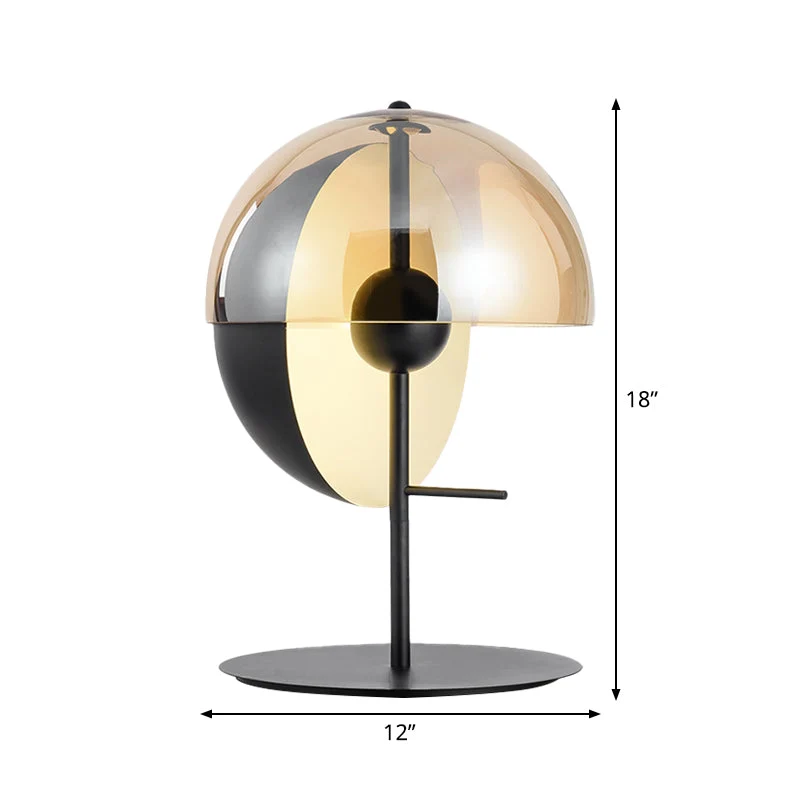 Candeeiro de Mesa Globe Nachtkastlamp - Moderno Preto com Cúpula de Vidro Âmbar