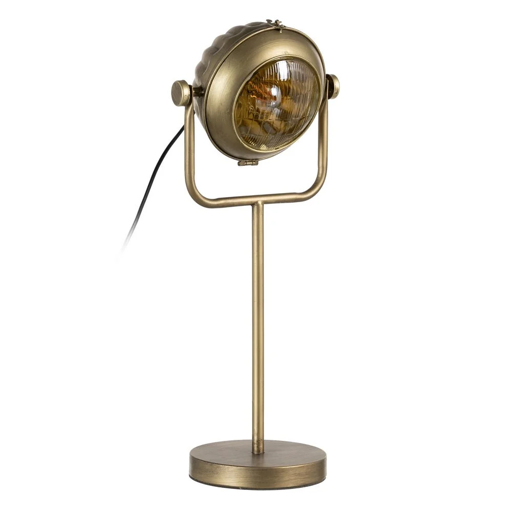 Candeeiro de mesa industrial em metal dourado