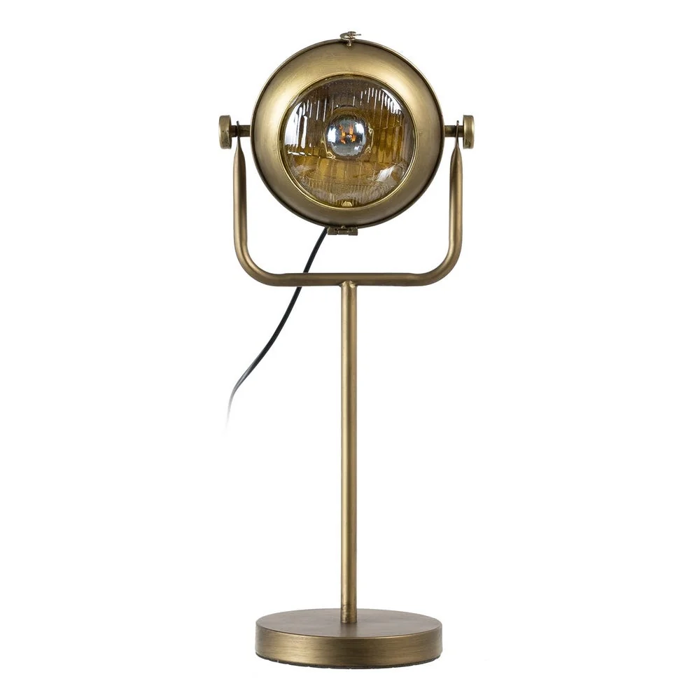 Candeeiro de mesa industrial em metal dourado