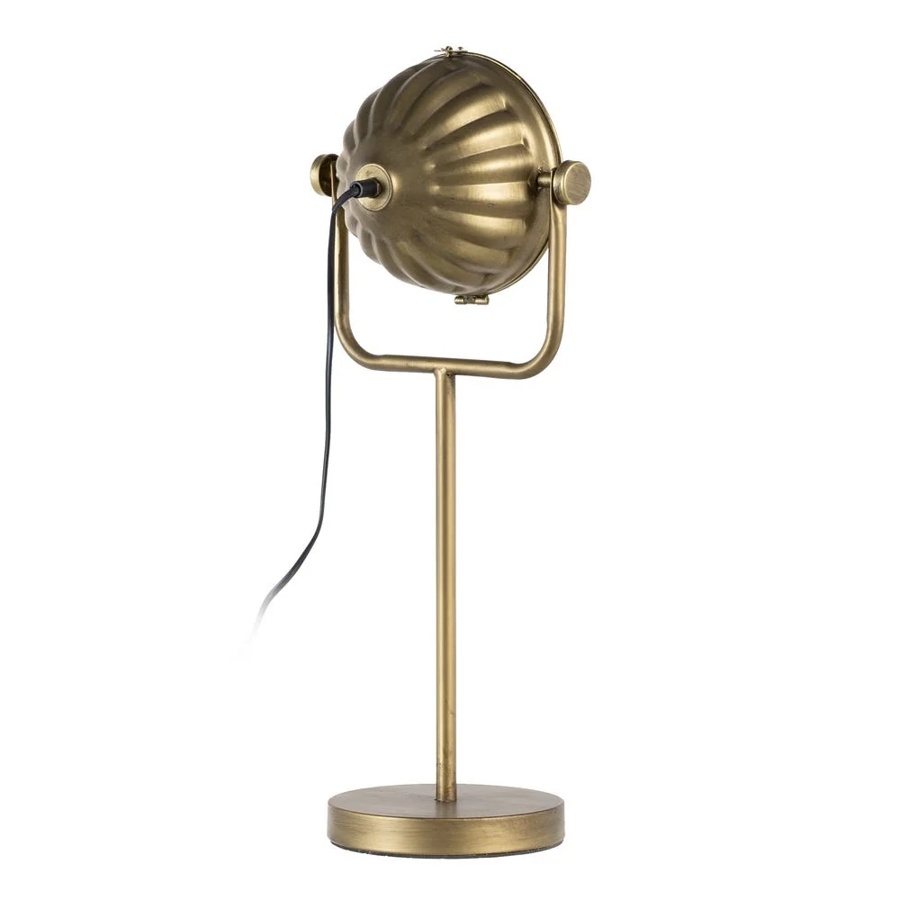 Candeeiro de mesa industrial em metal dourado