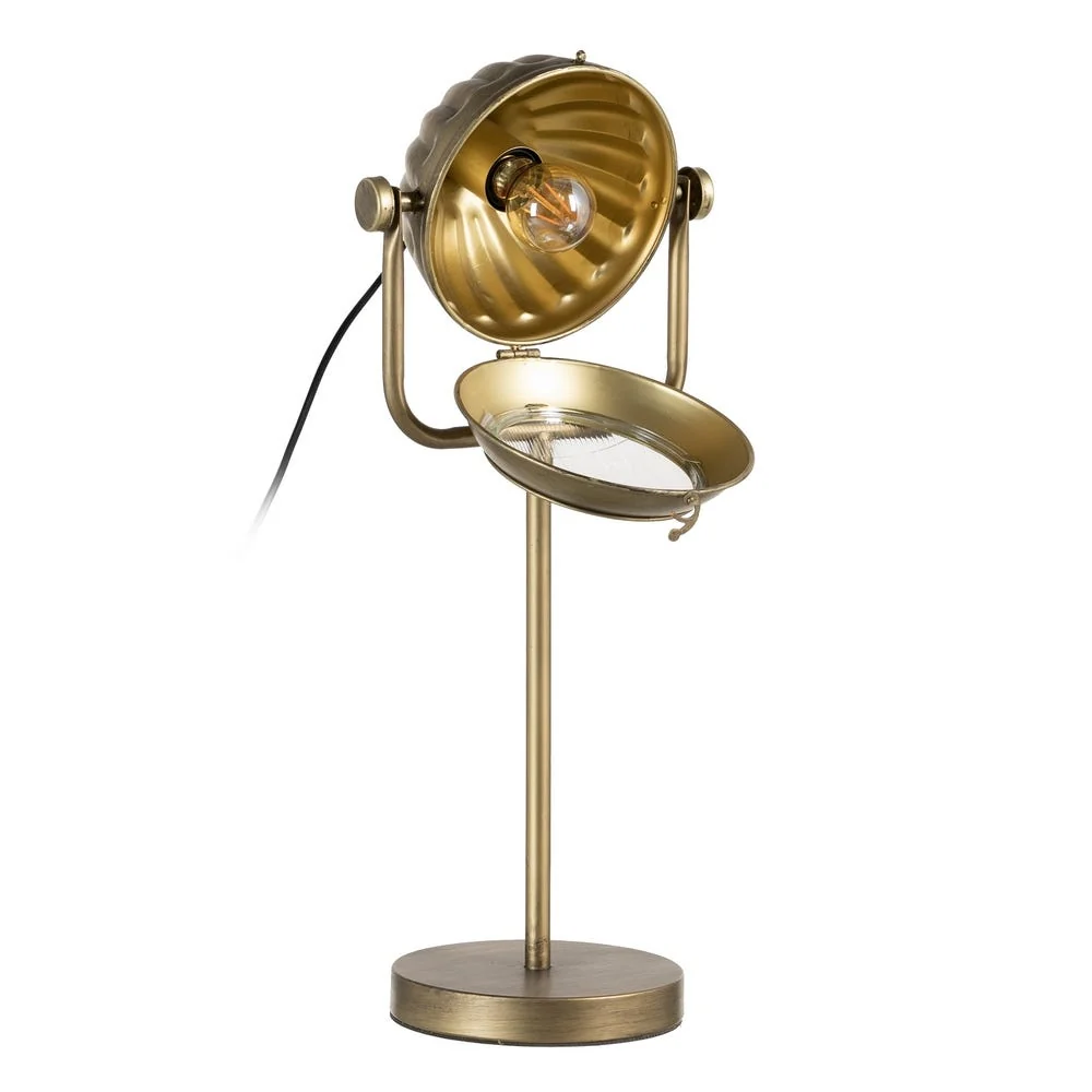 Candeeiro de mesa industrial em metal dourado