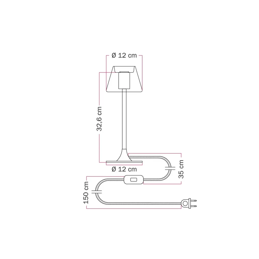 Candeeiro de mesa MAG-Y G07 com base metálica redonda - Branco opaco