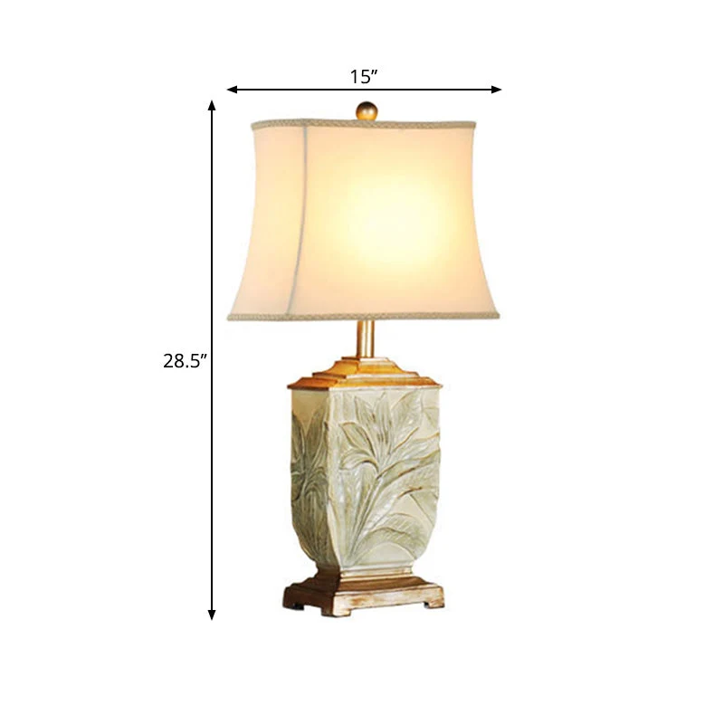 Candeeiro de Mesa Vintage com Cúpula de Tecido Branco - Luz de Secretária Tradicional para Quarto de Hóspedes
