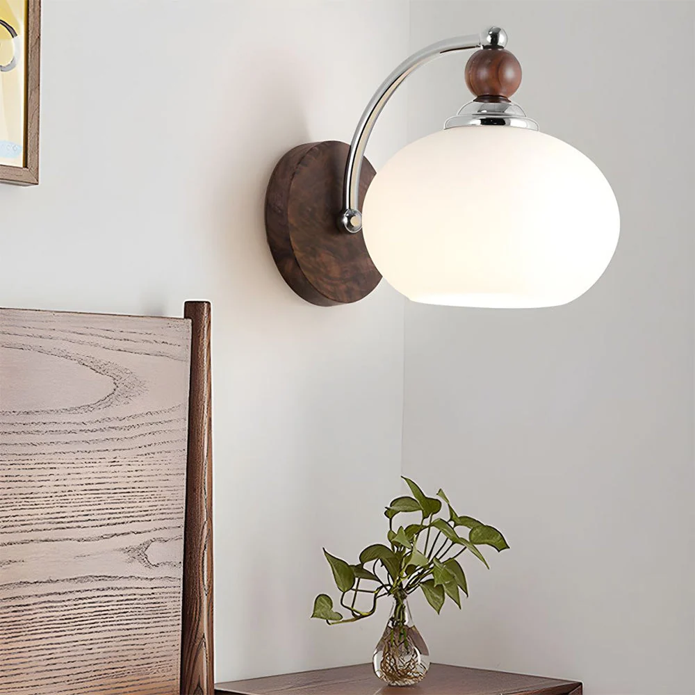 Candeeiro de Parede com Cúpula de Vidro em Forma de Cogumelo Moderno