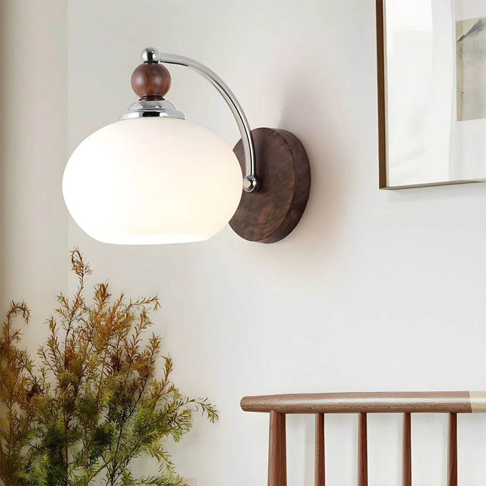 Candeeiro de Parede com Cúpula de Vidro em Forma de Cogumelo Moderno