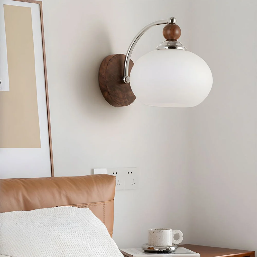 Candeeiro de Parede com Cúpula de Vidro em Forma de Cogumelo Moderno