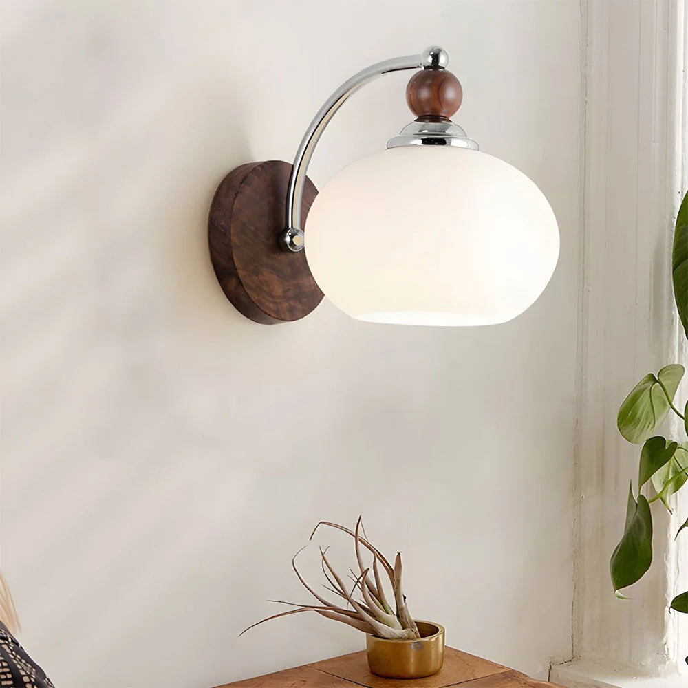 Candeeiro de Parede com Cúpula de Vidro em Forma de Cogumelo Moderno