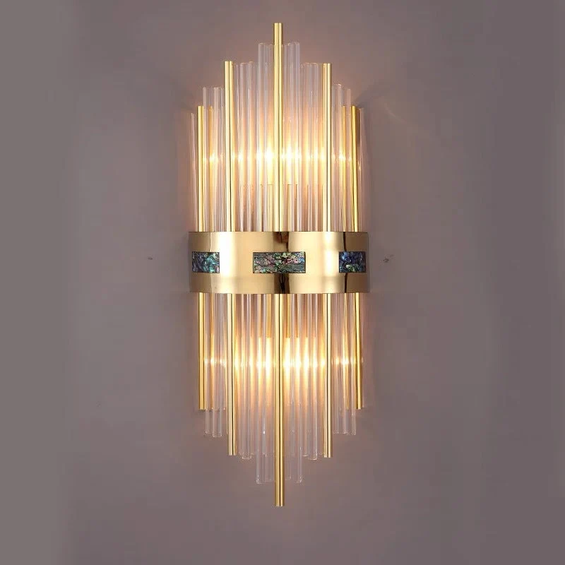 Candeeiro de Parede LED Crystal Kristal Dourado, Sala de Estar/Quarto, Metal/Acrílico