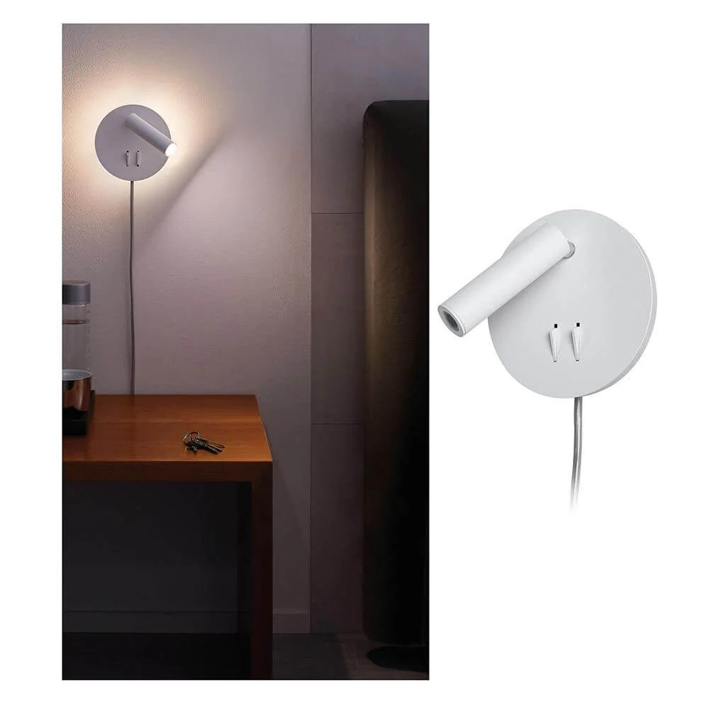 Candeeiro de parede LED Tabari Branco, cromado