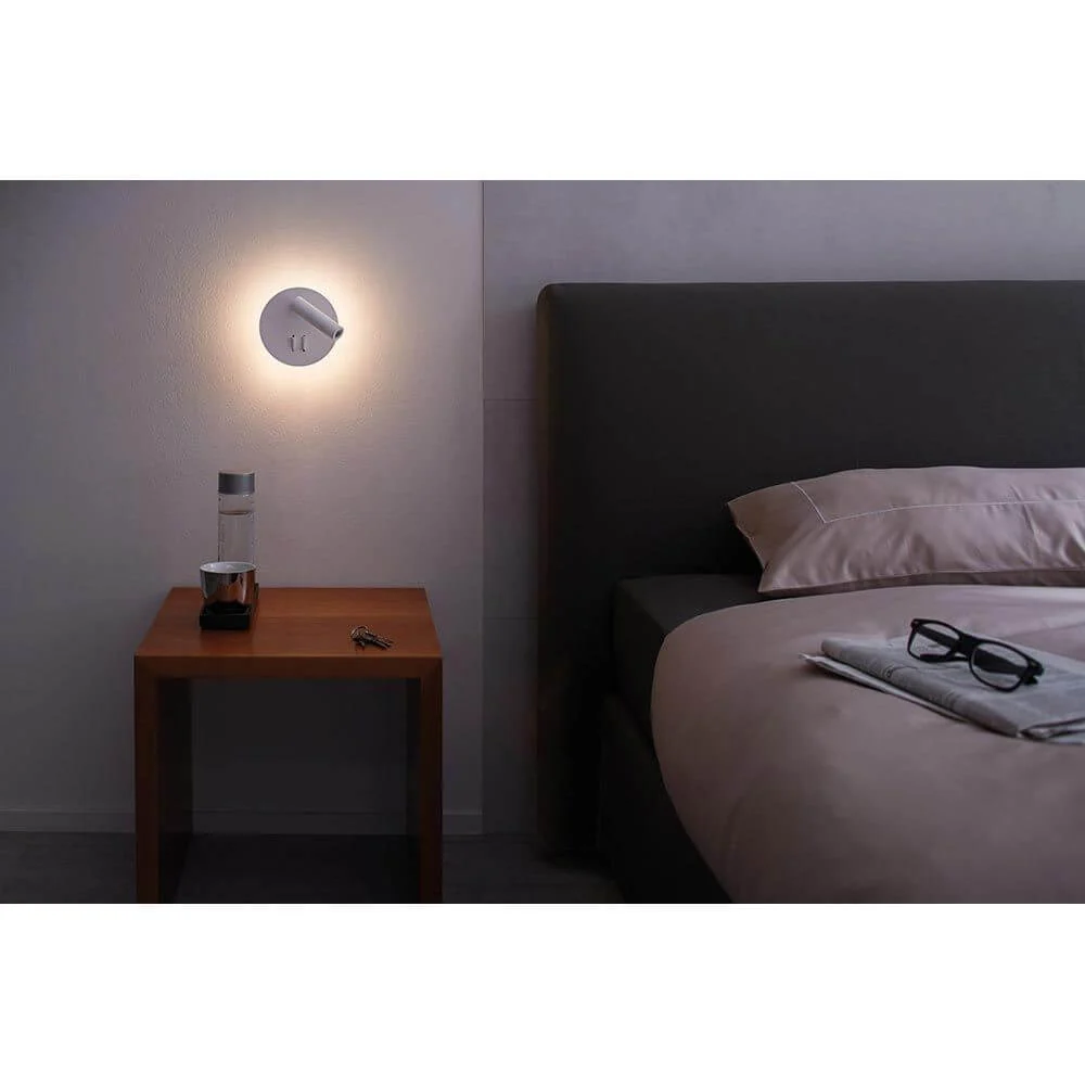 Candeeiro de parede LED Tabari Branco, cromado