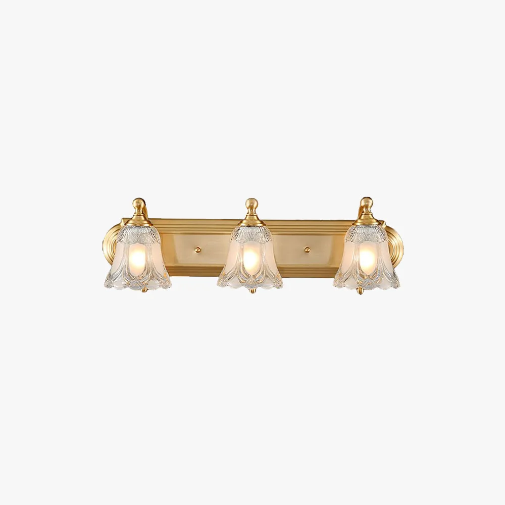 Candeeiro de parede moderno com flor LED dourado para casa de banho em metal e cristal
