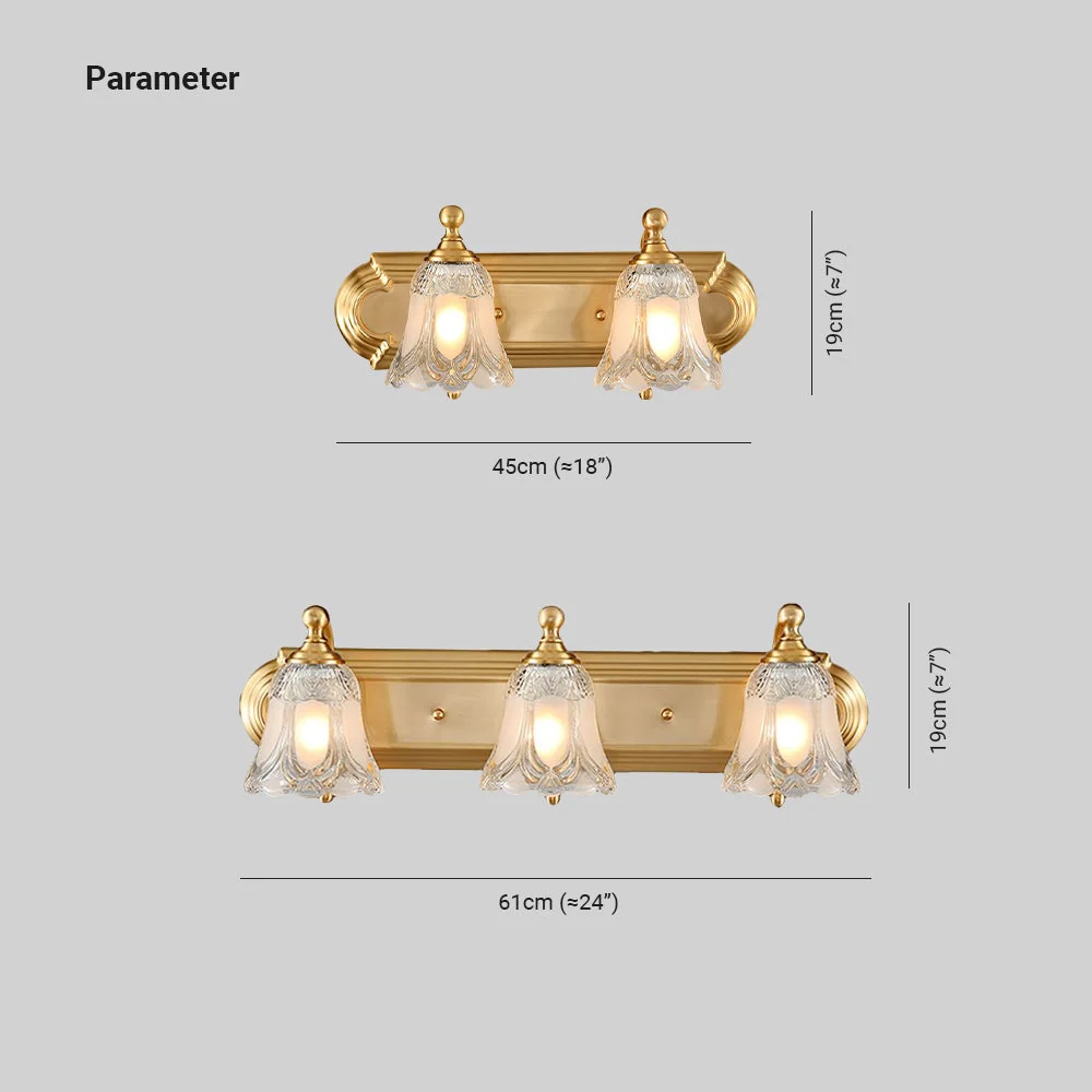 Candeeiro de parede moderno com flor LED dourado para casa de banho em metal e cristal