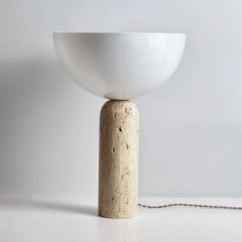 Candeeiro de Pedra Lella - Candeeiro de Mesa Rígido em Pedra para Interiores Modernos
