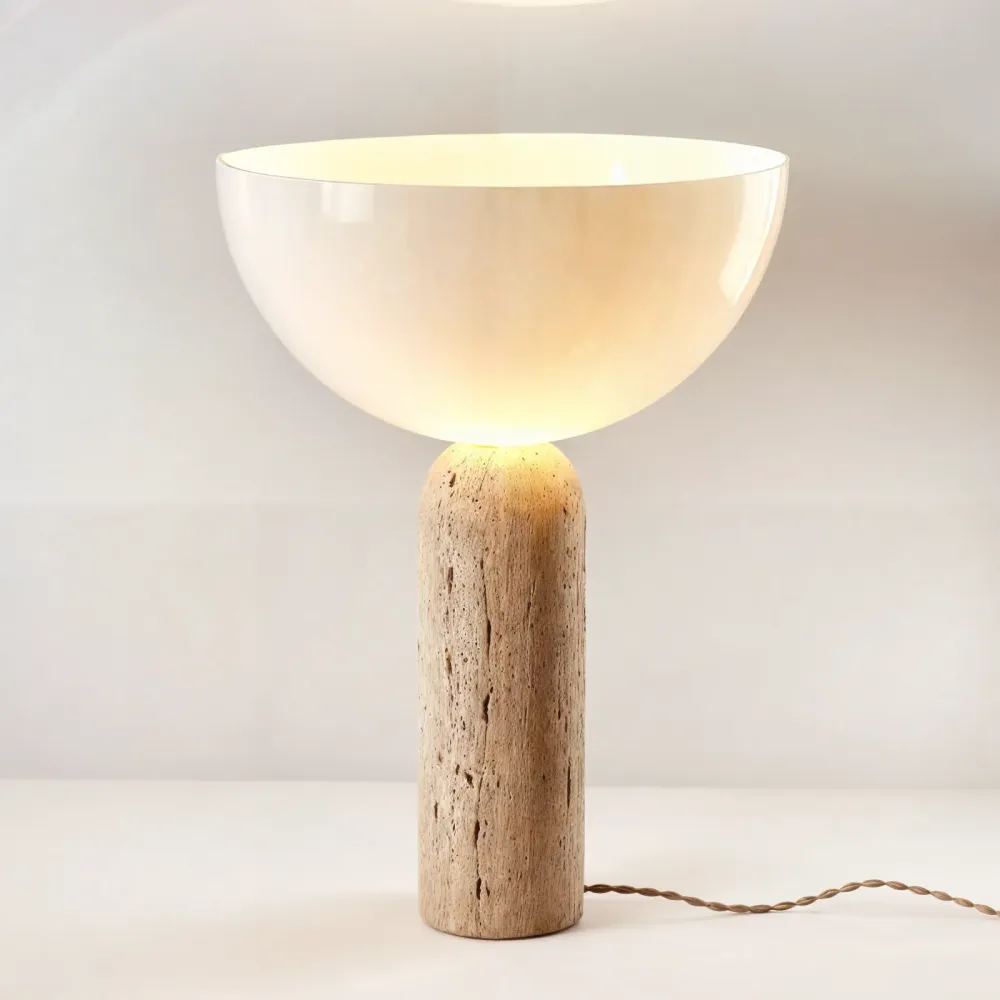 Candeeiro de Pedra Lella - Candeeiro de Mesa Rígido em Pedra para Interiores Modernos