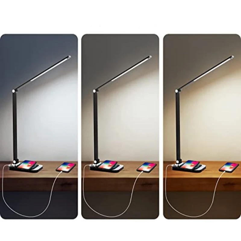 Candeeiro de Secretária LED - Com Porta USB para Carregamento e Função Regulável - Perfeito para Escritório e Estudo