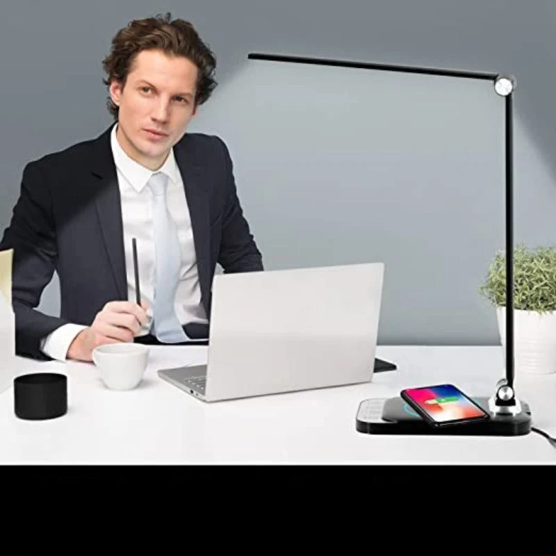 Candeeiro de Secretária LED - Com Porta USB para Carregamento e Função Regulável - Perfeito para Escritório e Estudo