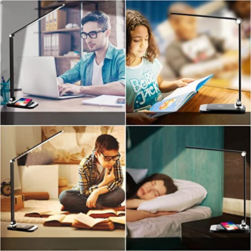 Candeeiro de Secretária LED - Com Porta USB para Carregamento e Função Regulável - Perfeito para Escritório e Estudo