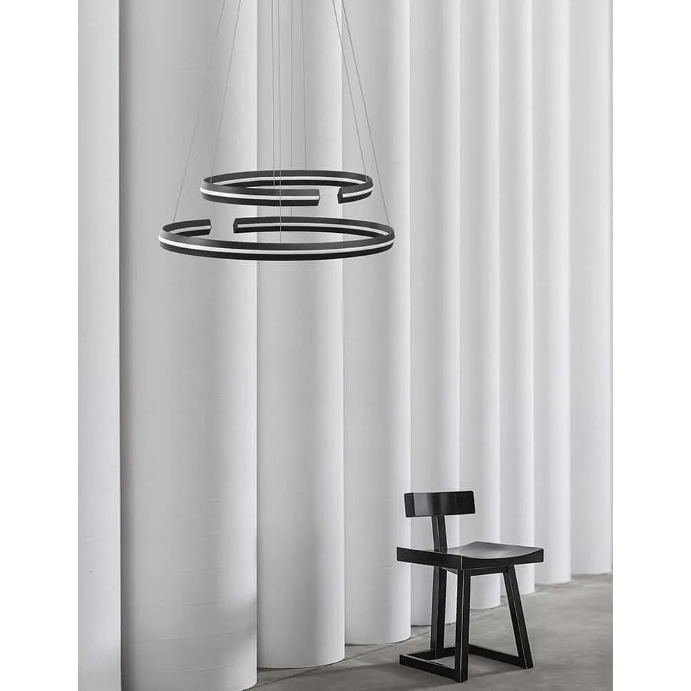 Candeeiro suspenso LED Torrente 2 éis em metal, acrílico