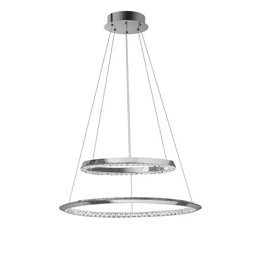 Candeeiro suspenso Netuno LED transparente, cromado