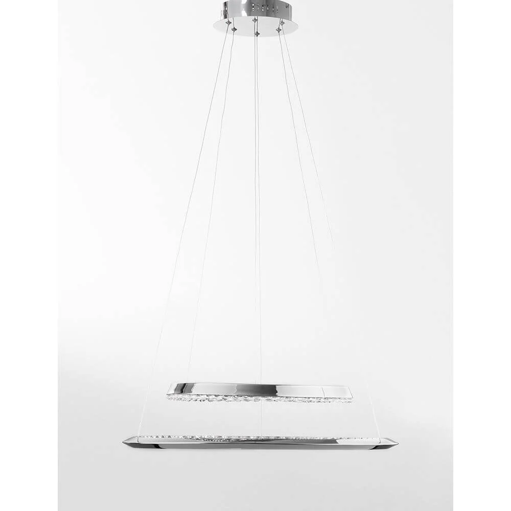 Candeeiro suspenso Netuno LED transparente, cromado