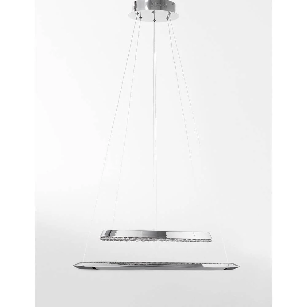 Candeeiro suspenso Netuno LED transparente, cromado