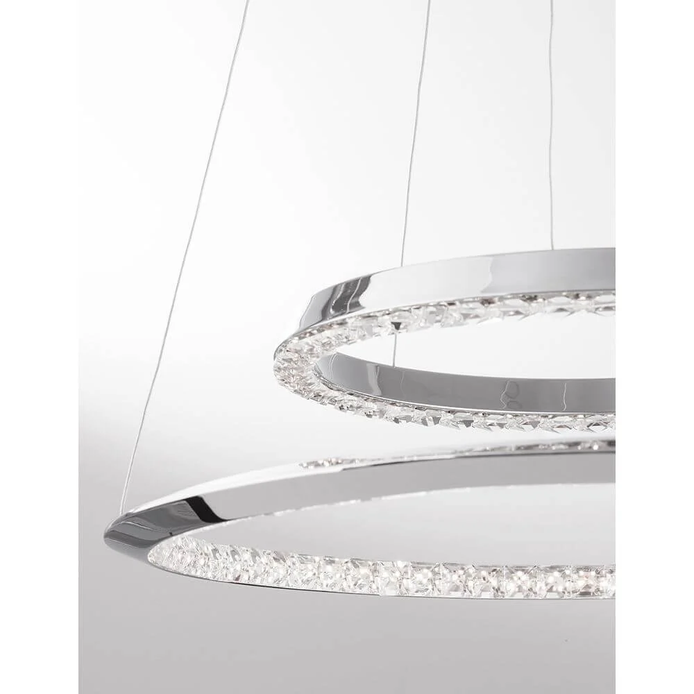Candeeiro suspenso Netuno LED transparente, cromado