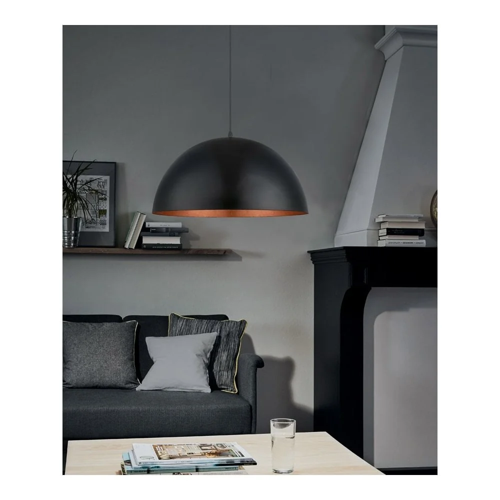 Candeeiro de Tecto Suspenso Eglo Gaetano 1 Preto Cobre Ø530mm 94938