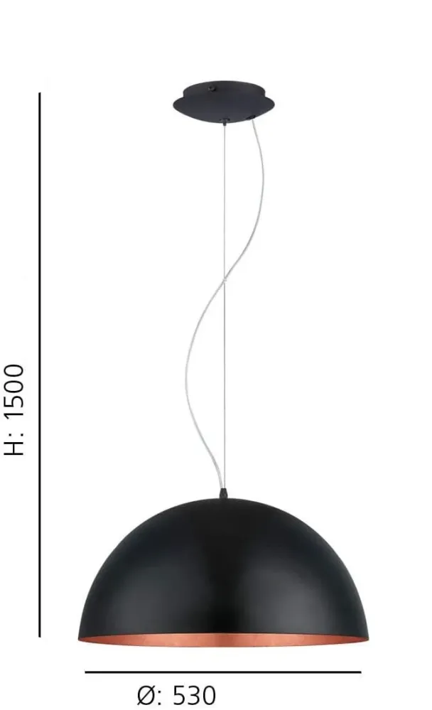 Candeeiro de Tecto Suspenso Eglo Gaetano 1 Preto Cobre Ø530mm 94938