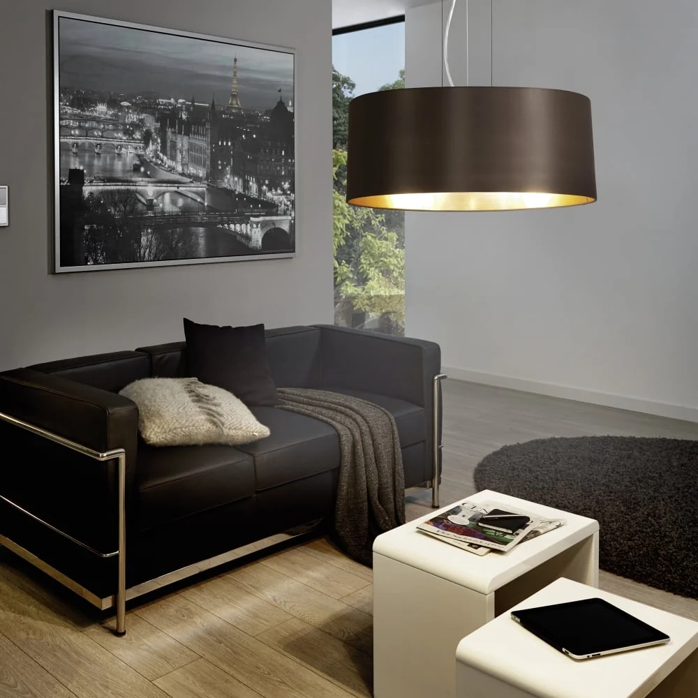 Candeeiro de Tecto Suspenso Eglo Maserlo Cappuccino/Dourado Ø530mm 31608