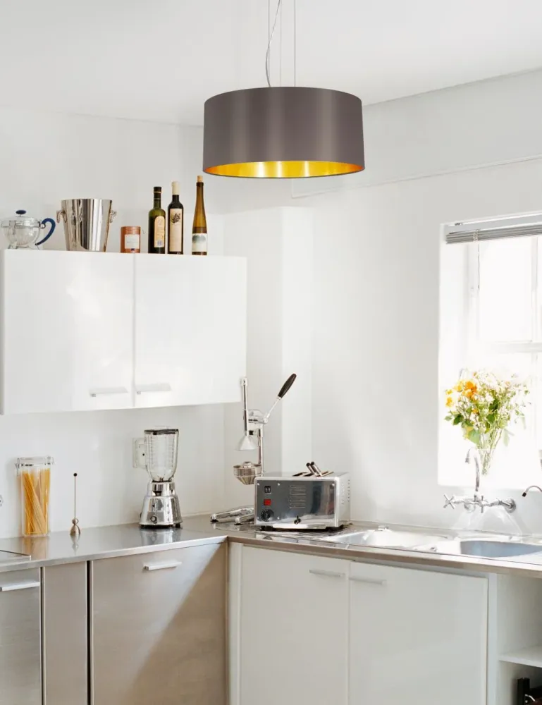 Candeeiro de Tecto Suspenso Eglo Maserlo Cappuccino/Dourado Ø530mm 31608