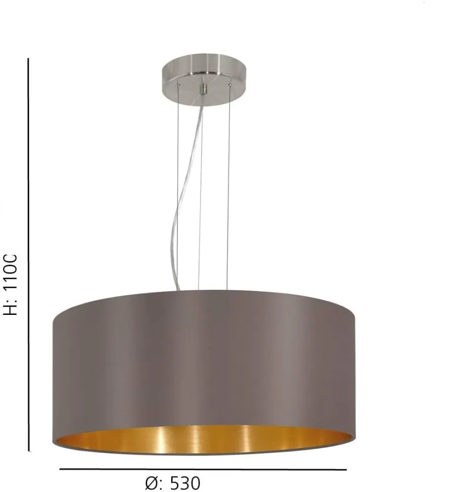 Candeeiro de Tecto Suspenso Eglo Maserlo Cappuccino/Dourado Ø530mm 31608