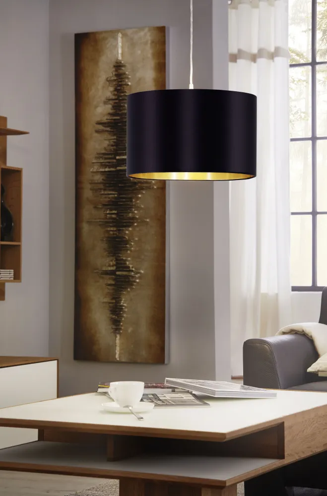 Candeeiro de Tecto Suspenso Eglo Maserlo Preto/Dourado Ø380mm 31599