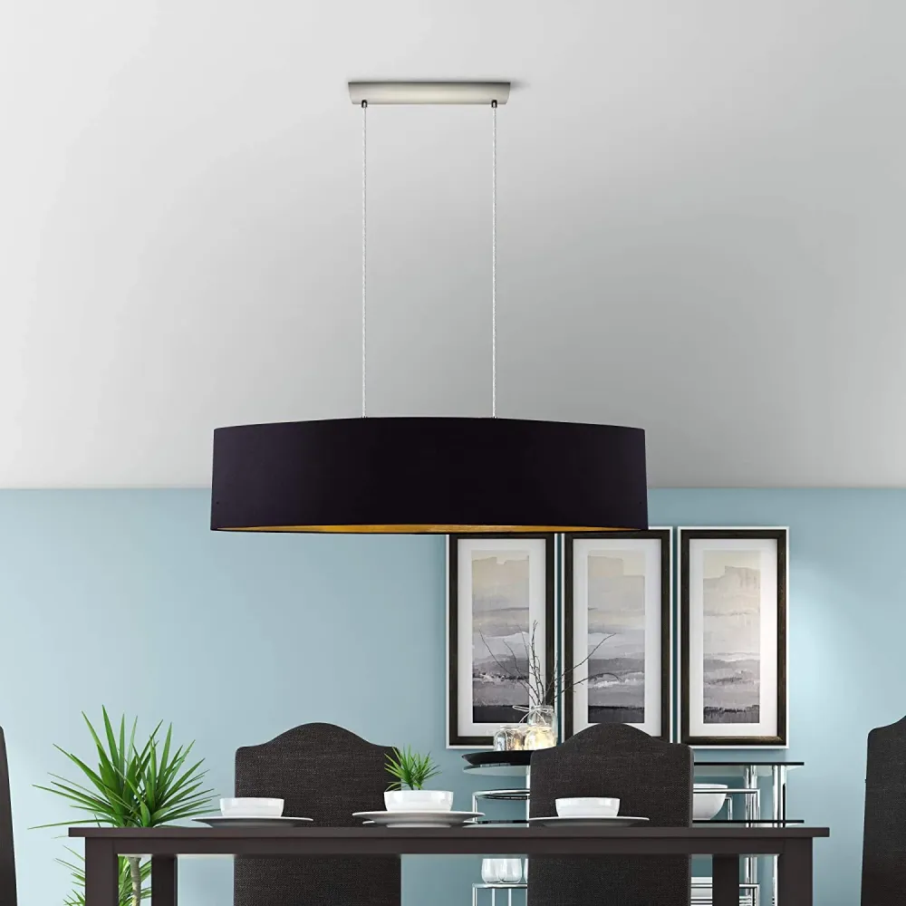 Candeeiro de Tecto Suspenso Eglo Maserlo Preto/Dourado L:1000mm 31616