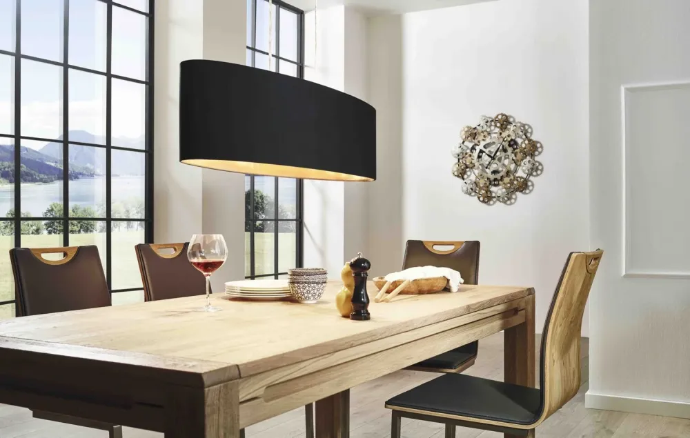 Candeeiro de Tecto Suspenso Eglo Maserlo Preto/Dourado L:1000mm 31616