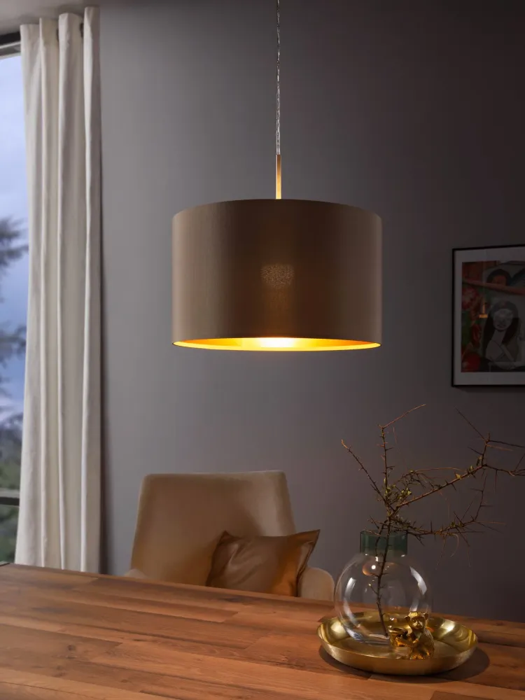 Candeeiro de Tecto Suspenso Eglo Maserlo Toupeira/Dourado Ø380mm 31602