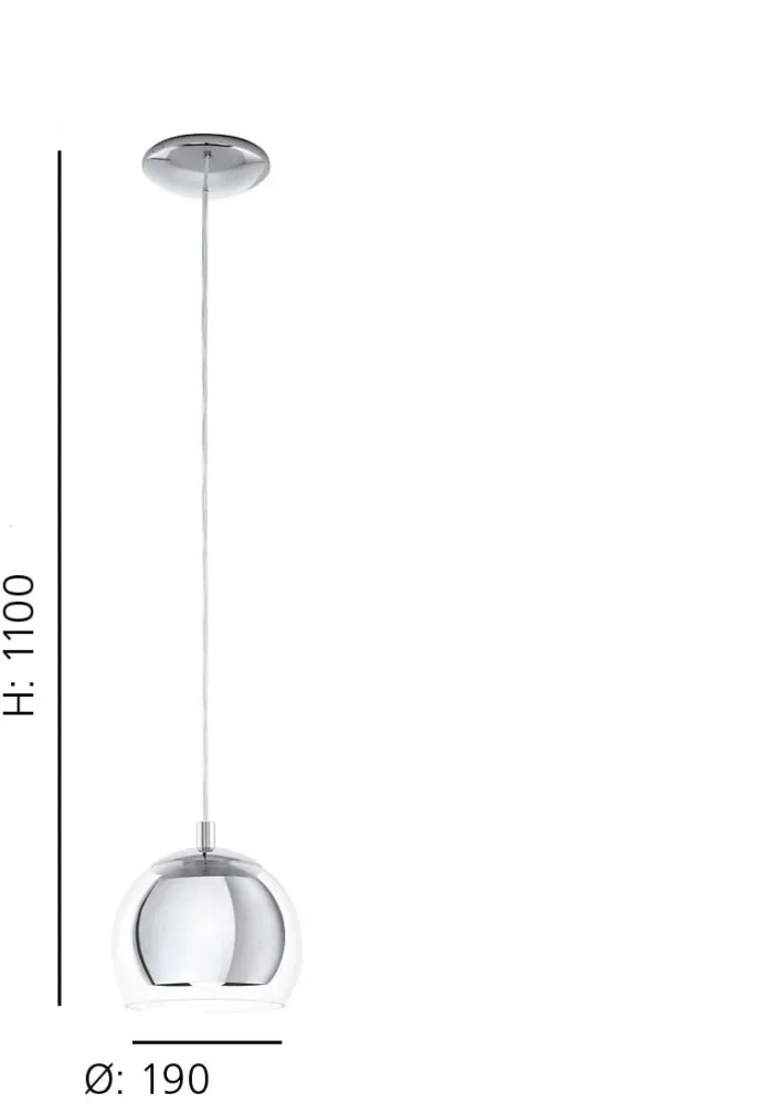 Candeeiro de Tecto Suspenso Eglo Rocamar Cromado 94592 Ø190MM