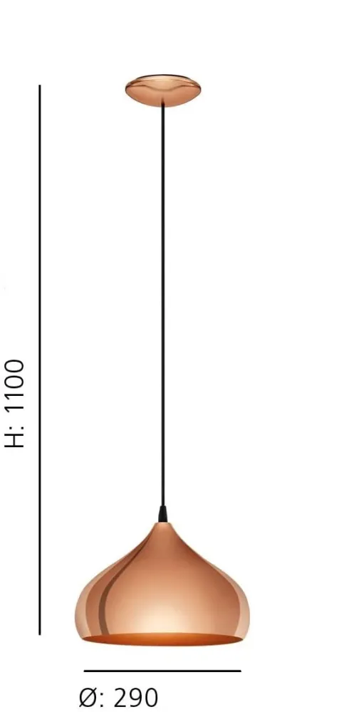 CANDEEIRO DE TECTO Suspenso Eglo Vintage Hapton 49449 Ø290mm