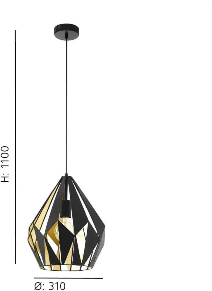 Candeeiro de Tecto Suspenso Moderno Carlton 1 Eglo 49254