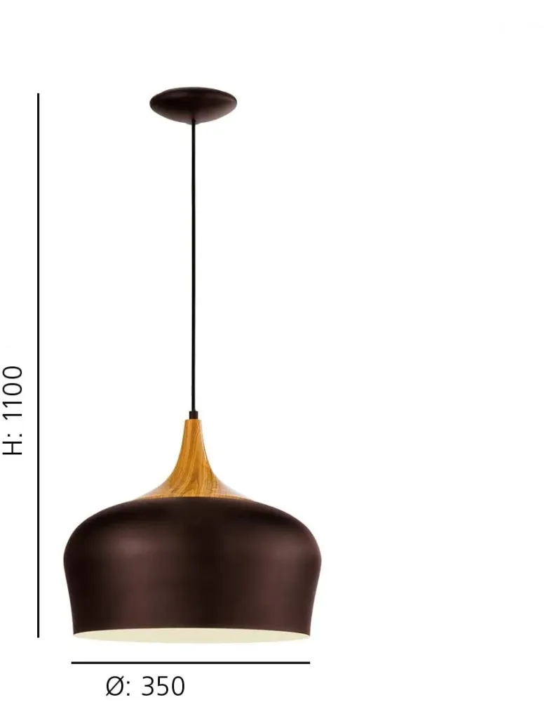 Candeeiro de Tecto Suspenso Obregon Castanho Madeira 95385
