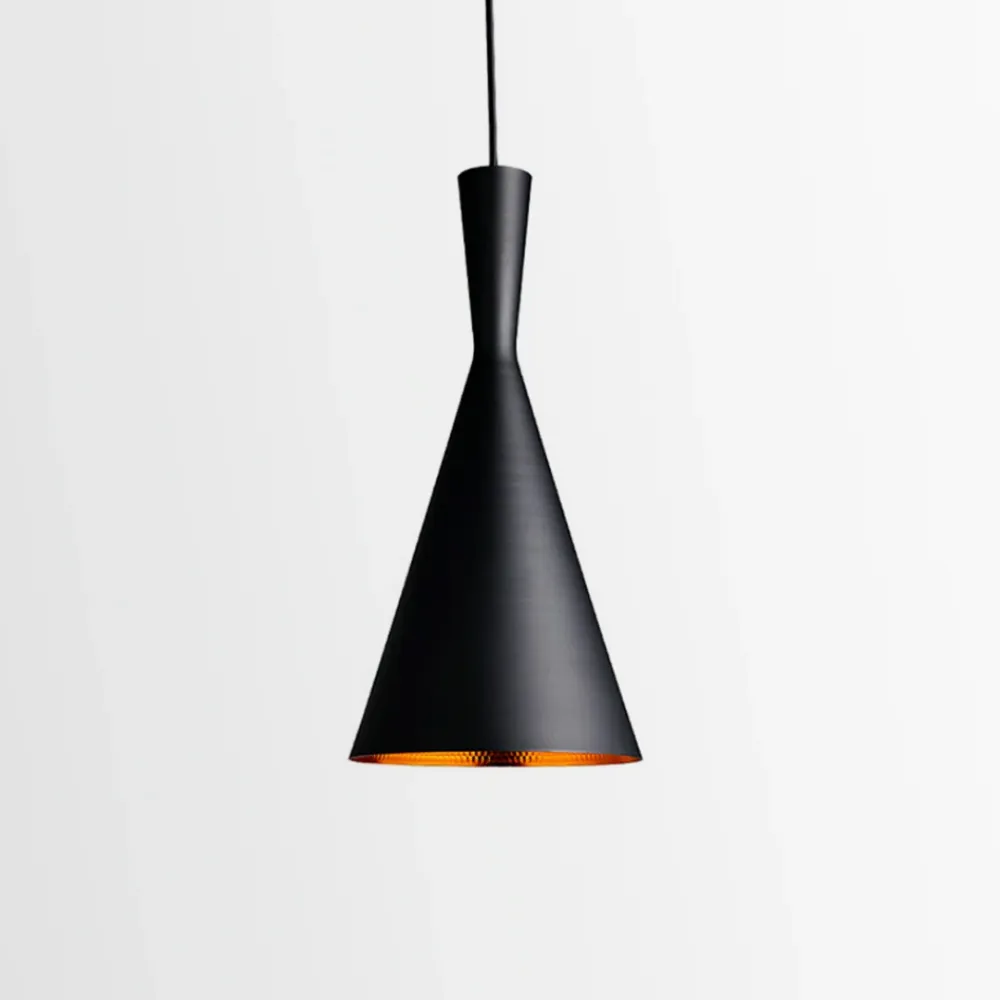 Candeeiro De Tecto Suspenso Porto Preto e Dourado Ø18CM