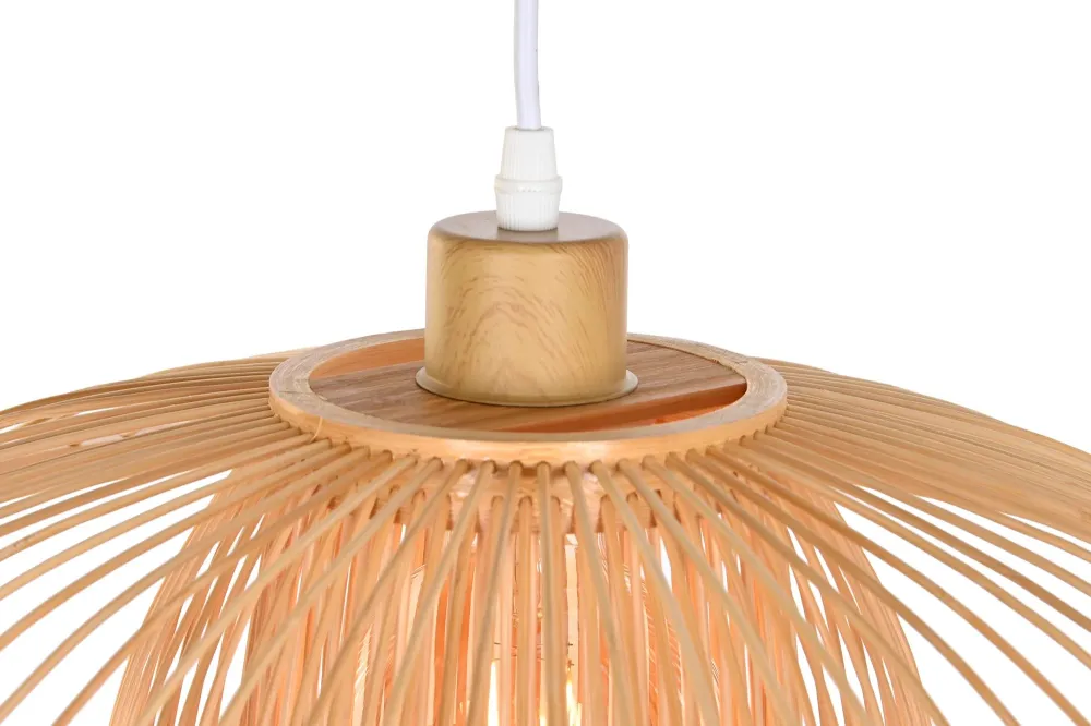 Candeeiro de teto em bambu com 3 níveis de intensidade.