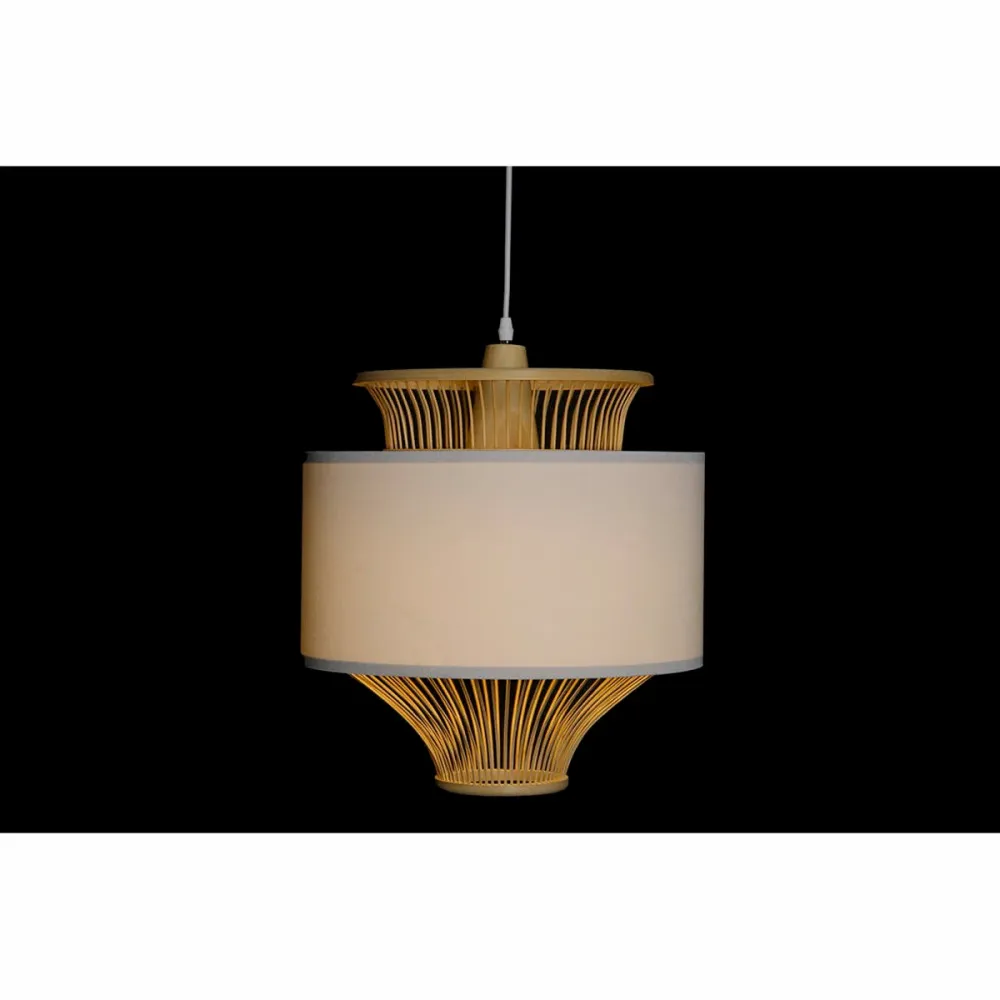 Candeeiro de teto DKD Home Decor Branco Poliéster Bambu (40 x 40 x 52 cm)